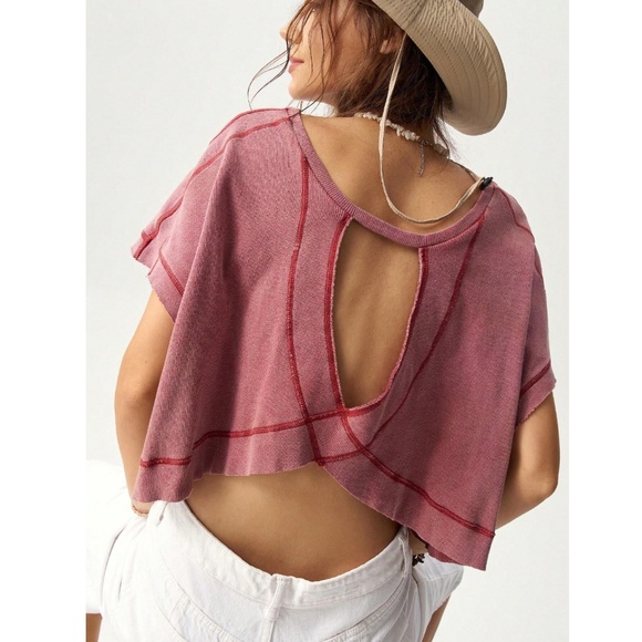 Redwood Cotton Oversized Cropped Muscle Tee Shirt Raw Hem and Inside Out Stitch - Picture 3 of 12